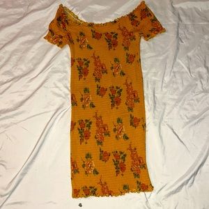 Yellowish-Orange Floral Dress